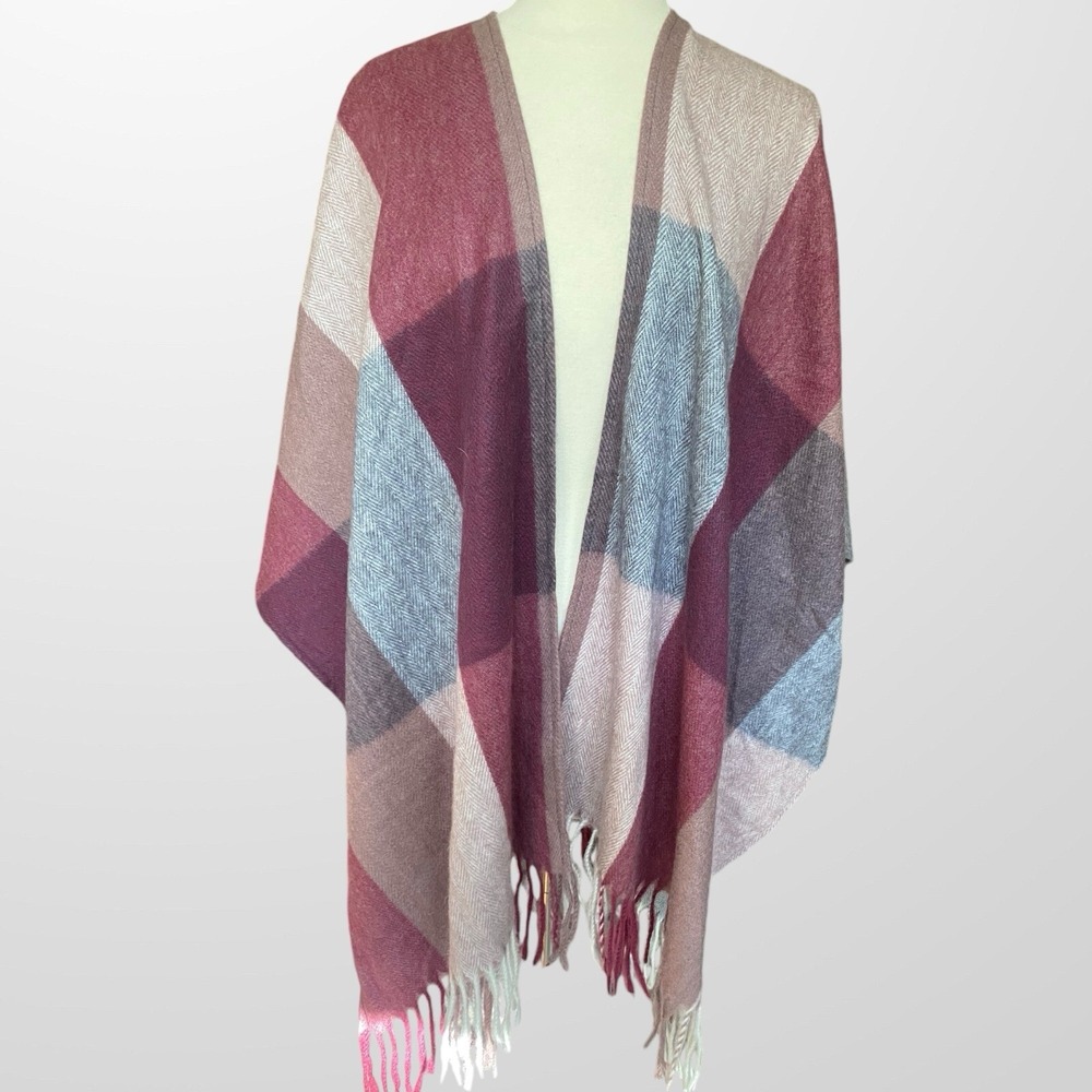 Woolrich Woman's One Size Shawl Pashima Cape Soft Cozy‎ Warm Rose Gray